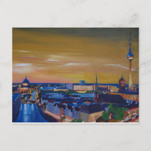 Berlin Germany Skyline at Dusk Postcard