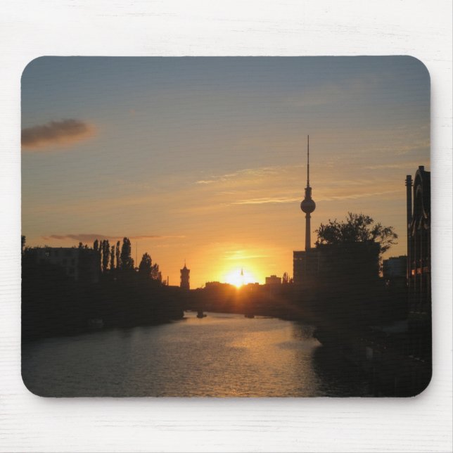 Berlin Germany Skyline Night Postcard Fernsehturm Mouse Pad (Front)