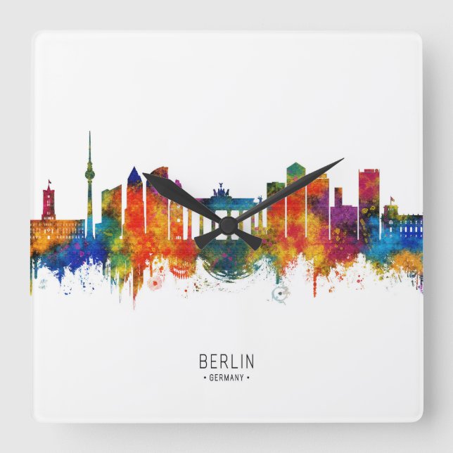 Berlin Germany Skyline Square Wall Clock (Front)