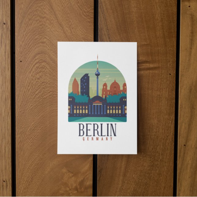 Berlin Germany Skyline Vintage Postcard (berlin germany vintage travel postcard)