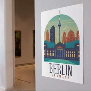 Berlin Germany Skyline Vintage Poster