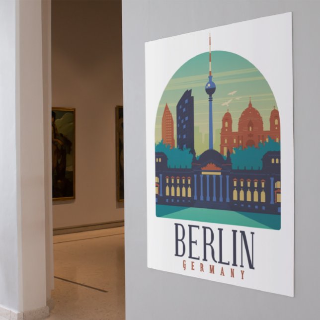 Berlin Germany Skyline Vintage Poster (berlin germany vintage cityscape)