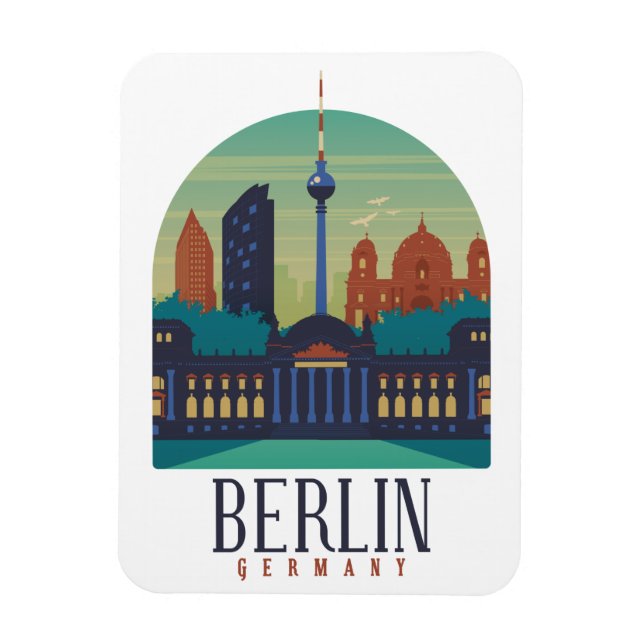 Berlin Germany Skyline Vintage Travel Photo Magnet (Vertical)