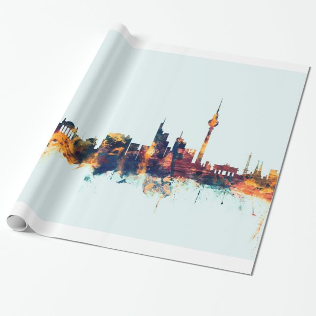 Berlin Germany Skyline Wrapping Paper (Unrolled)