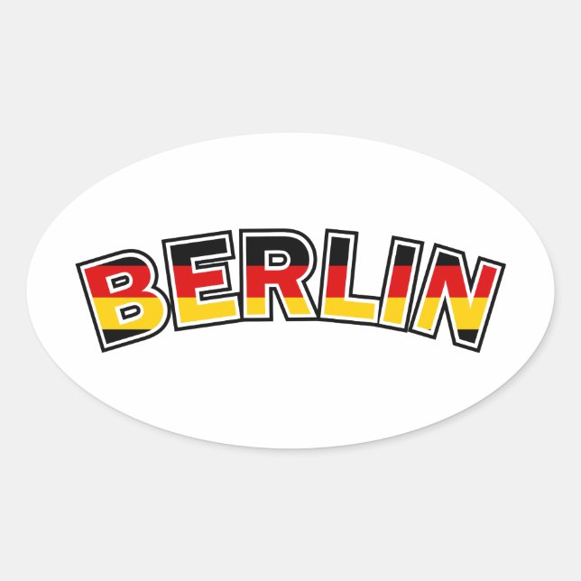 Berlin, Germany, text with Germany flag colours Oval Sticker (Front)