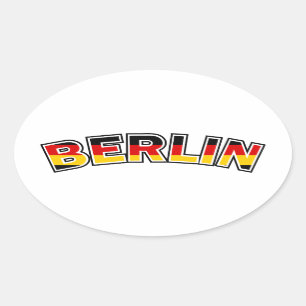 Berlin, Germany, text with Germany flag colours Oval Sticker