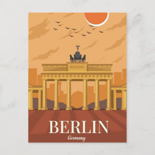 Berlin Germany train Travel Art Vintage  Postcard