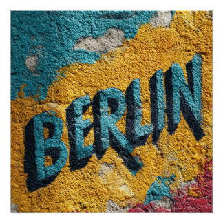 Berlin Germany Vibrant Street Graffiti Vintage Poster