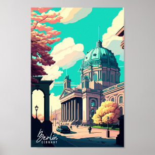 Berlin Germany vintage travel place illustration Poster