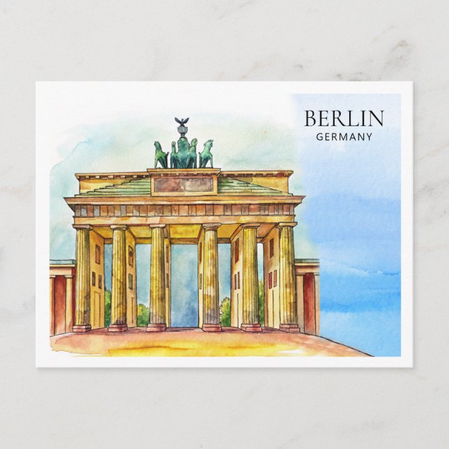 Berlin Germany Watercolor Postcard | Travel Souven (Front)
