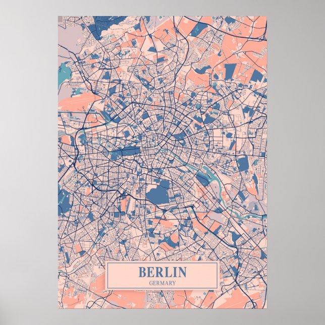Berlin - Germary Breezy City Map  Poster (Front)
