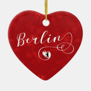 Berlin Heart, Christmas Tree Ornament, Germany Ceramic Ornament