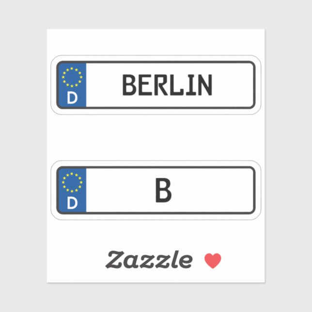 Berlin kennzeichen, German Car License Plate (Sheet)