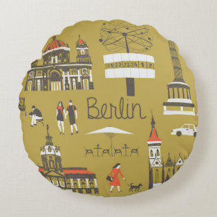 Berlin landmarks and monuments round cushion