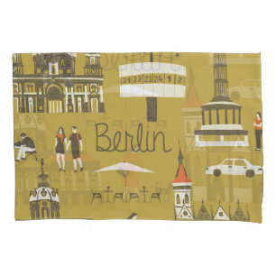 Berlin Landmarks, Monumental Illustration. Pillowcase