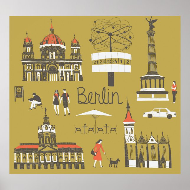Berlin Landmarks, Monumental Illustration. Poster (Front)