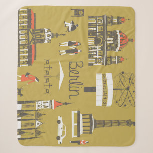 Berlin Landmarks, Monumental Illustration. Sherpa Blanket