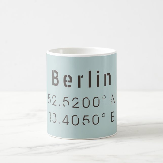 Berlin Latitude Longitude Coffee Mug (Center)