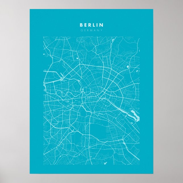 Berlin Light Blue City Map Poster (Front)