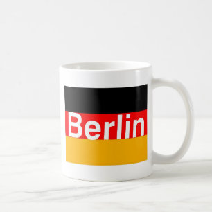 Berlin Logo in White on German Flag Coffee Mug