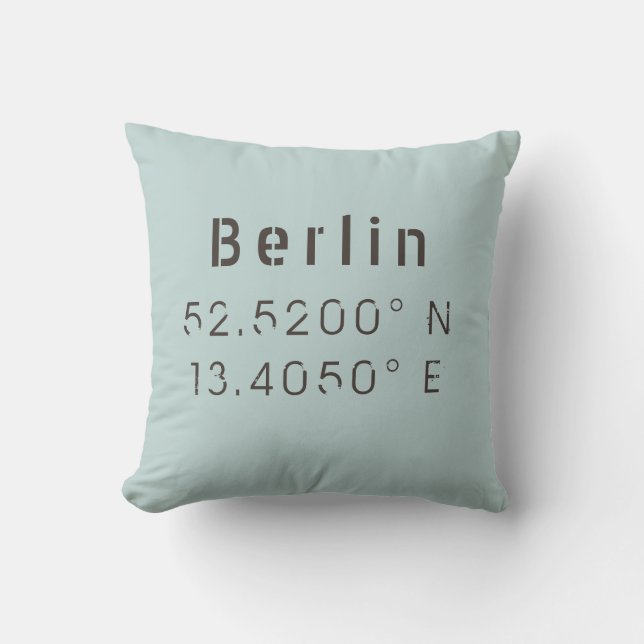Berlin  Longitude Latitude Throw Pillow (Front)