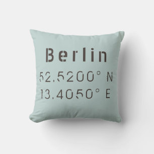 Berlin  Longitude Latitude Throw Pillow