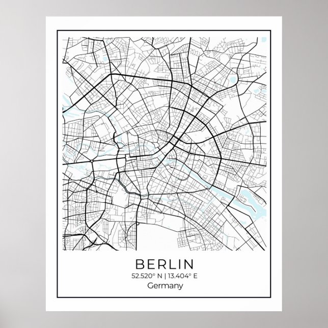 Berlin Map - Berlin Black & white map Poster (Front)