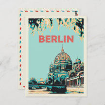 Berlin Museums island illustration Germany Postcar
