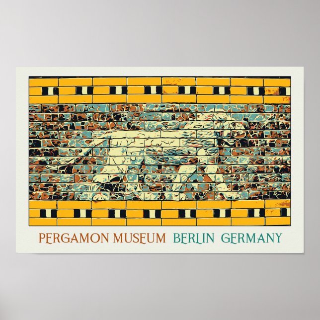 Berlin Pergamon Museum illustration Germany Postca Poster (Front)
