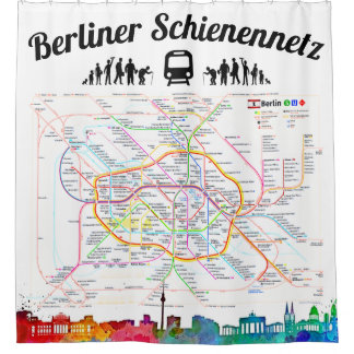 " BERLIN Rail network plan on shower curtain ... "