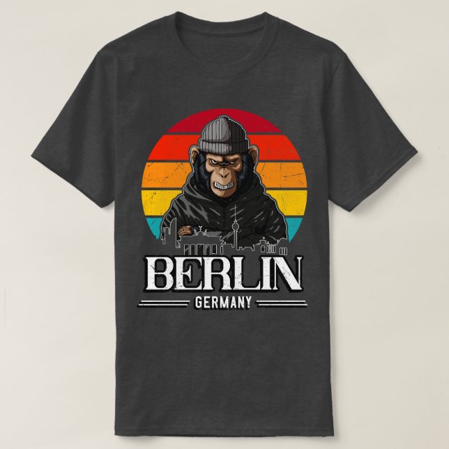 Berlin Retro Monkey Berliner  T-Shirt (Design Front)
