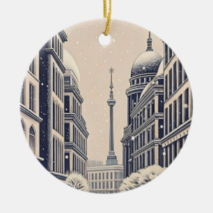 Berlin Skyline Christmas Card Ceramic Ornament