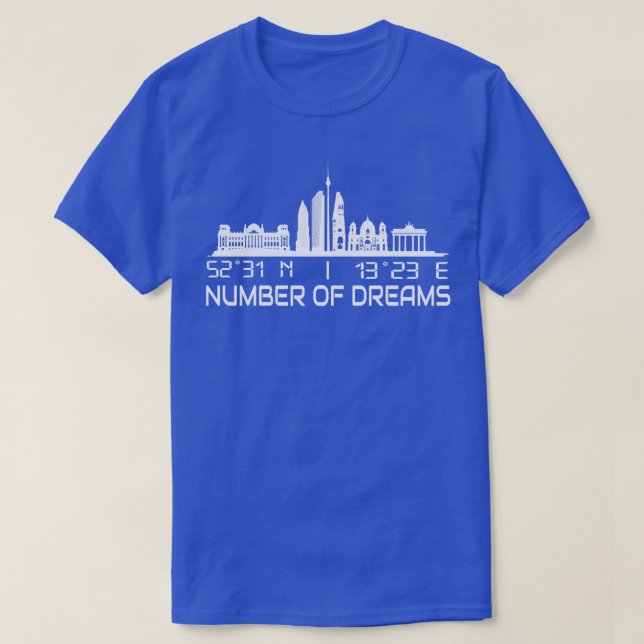 Berlin Skyline GPS Coordinates City Dream City T-Shirt (Design Front)