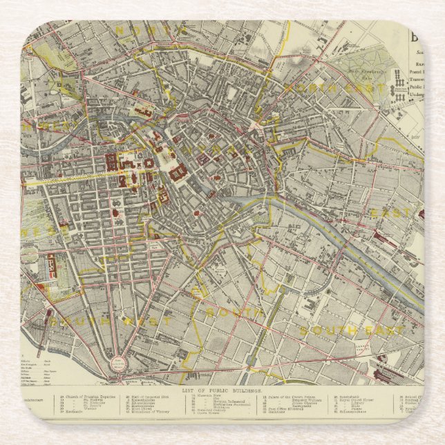 Berlin Square Paper Coaster (Front)