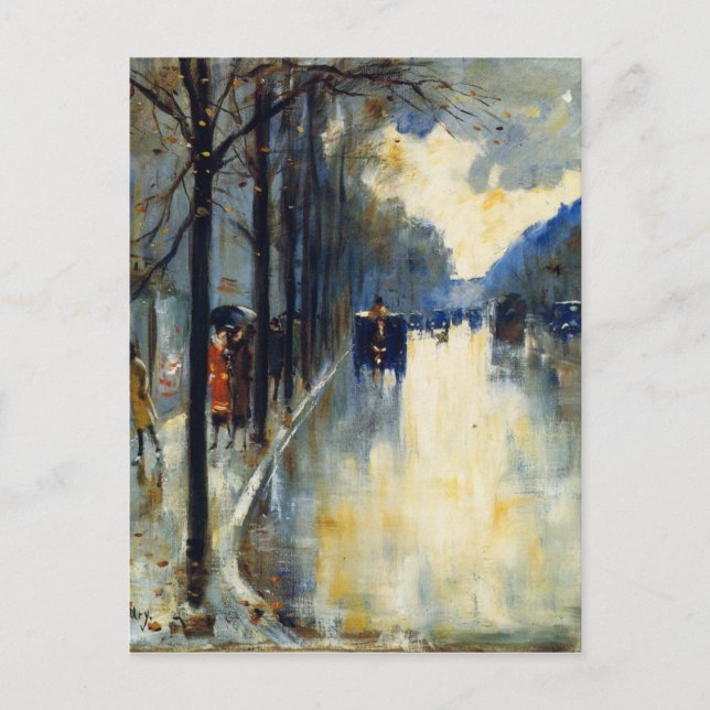 Berlin Street in Late Fall, fine art painting Postcard (Front)