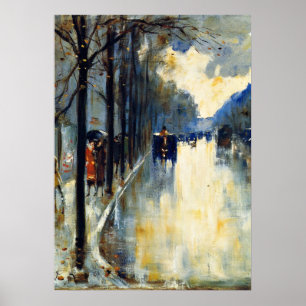 Berlin Street in Late Fall, vintage painting Poster