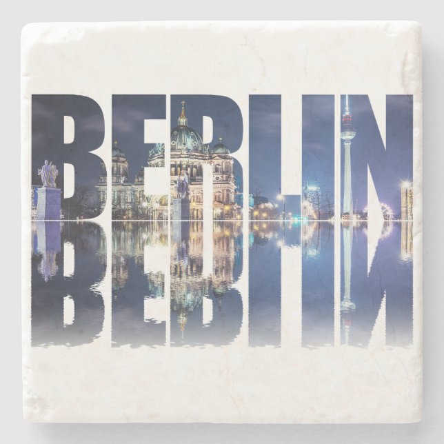 Berlin text souvenir stone coaster (Front)
