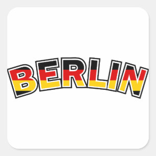 Berlin, text with Germany flag colours Square Sticker