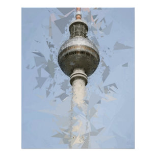Berlin TV Tower Abstract Germany Travel Art Poster