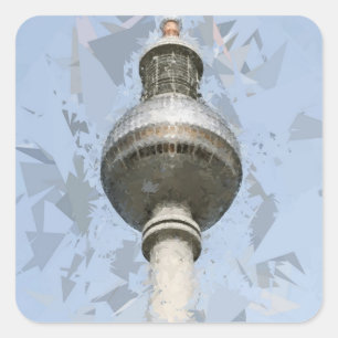 Berlin TV Tower Abstract Germany Travel Art Square Sticker