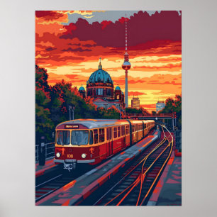Berlin Twilight: Skyline Symphony in Purple Hues Poster