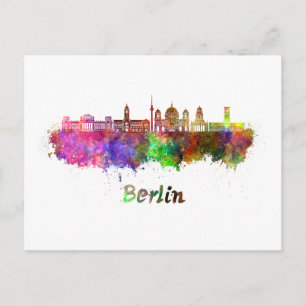 Berlin V2 skyline in watercolor Postcard