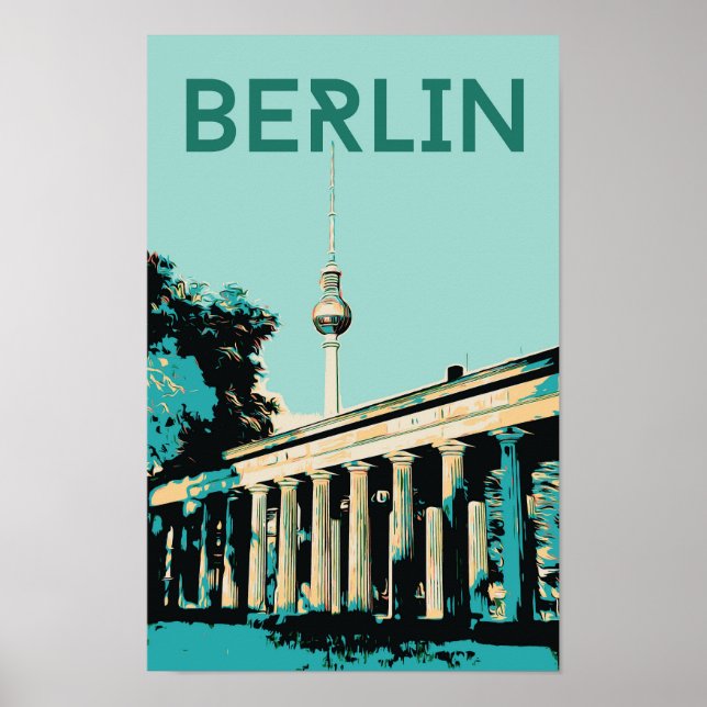 Berlin view with Fernsehturm illustration Germany  Poster (Front)