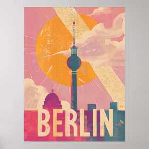 Berlin Vintage Pink Travel Ad Poster