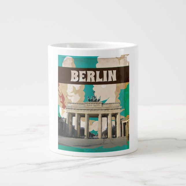 Berlin Vintage Travel Poster Large Coffee Mug (Front)