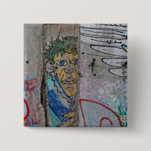 Berlin Wall graffiti art 15 Cm Square Badge