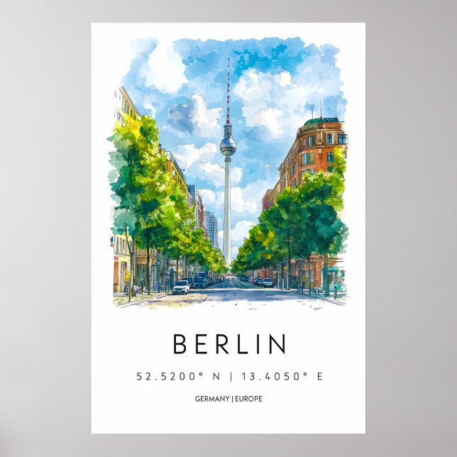 Berlin Watercolor 1 Poster (Front)