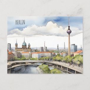 Berlin watercolor art postcard