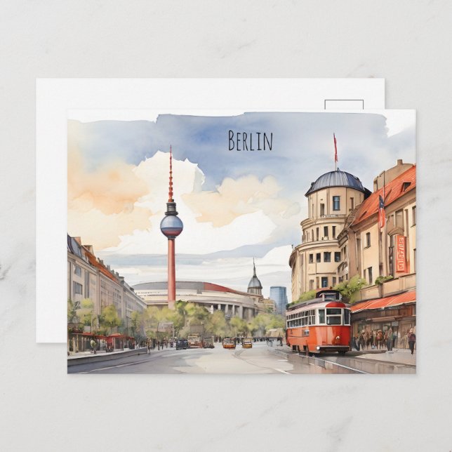 Berlin watercolor art postcard (Front/Back)