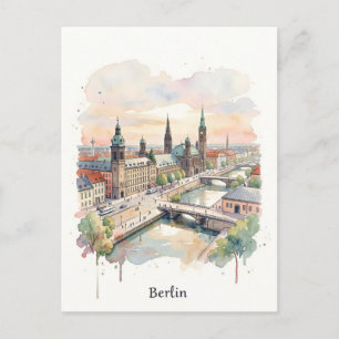 Berlin watercolor art postcard